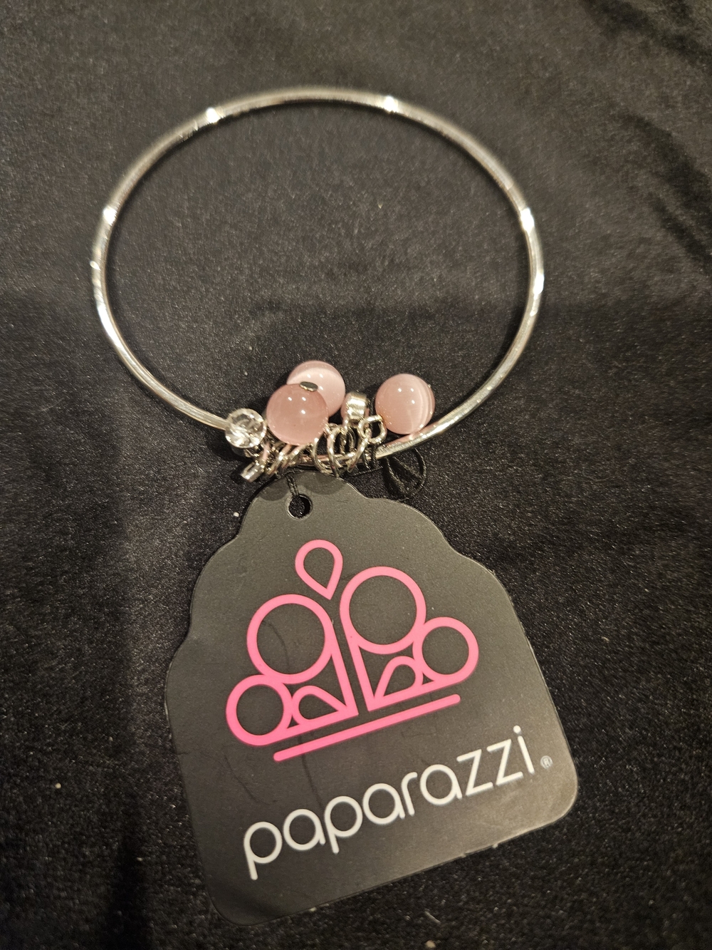 paparazzi Silver Bracelet with Pink Bead Accents